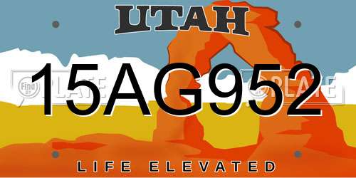 15AG952 Utah License Plate