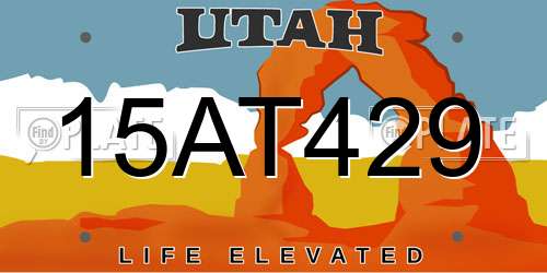 15AT429 Utah License Plate