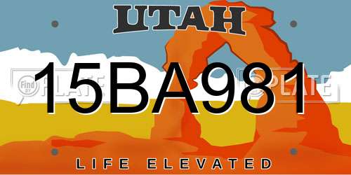 15BA981 Utah License Plate
