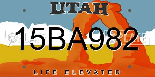 15BA982 Utah License Plate