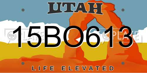 15BO613 Utah License Plate