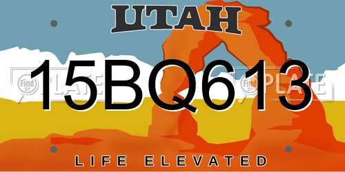 15BQ613 Utah License Plate