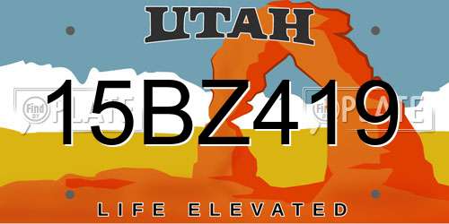 15BZ419 Utah License Plate