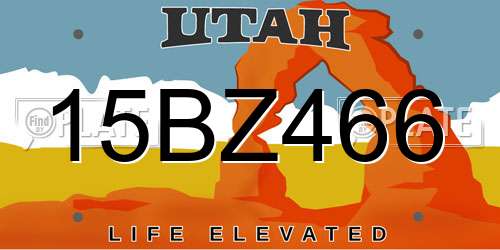 15BZ466 Utah License Plate