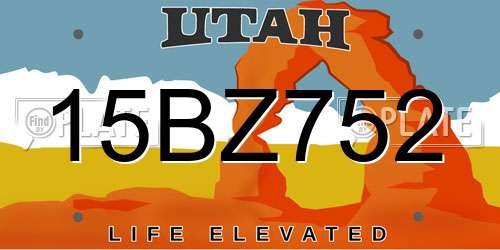 15BZ752 Utah License Plate
