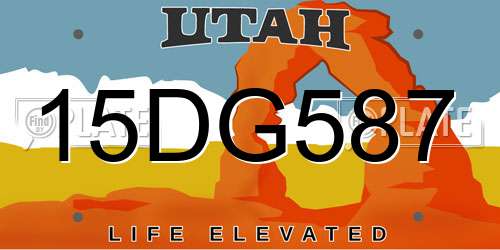 15DG587 Utah License Plate