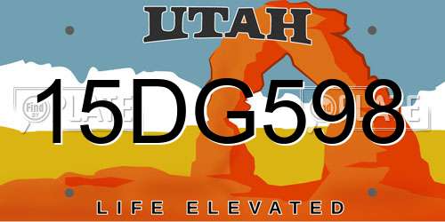 15DG598 Utah License Plate