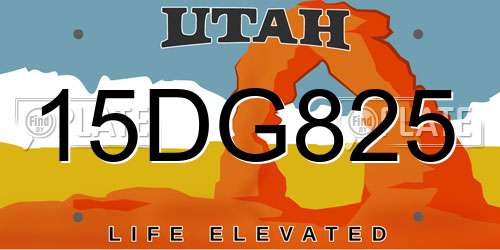 15DG825 Utah License Plate