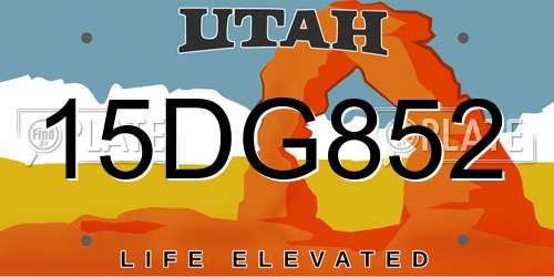 15DG852 Utah License Plate