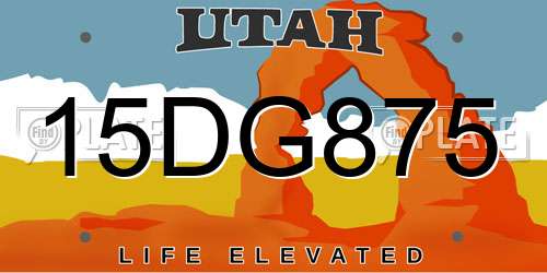 15DG875 Utah License Plate