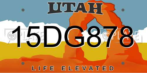 15DG878 Utah License Plate