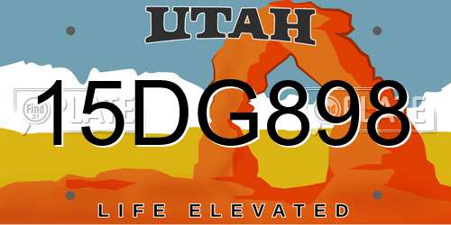 15DG898 Utah License Plate