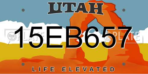 15EB657 Utah License Plate