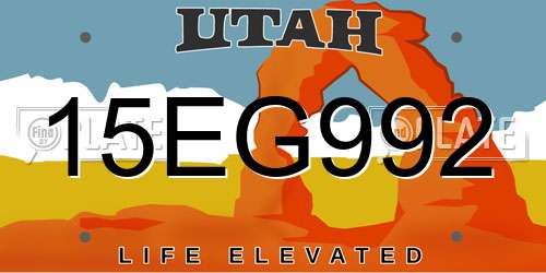 15EG992 Utah License Plate