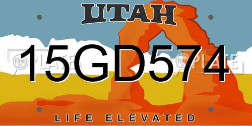 15GD574 Utah License Plate