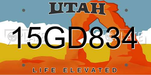 15GD834 Utah License Plate