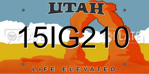 15IG210 Utah License Plate