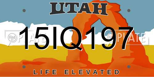 15IQ197 Utah License Plate