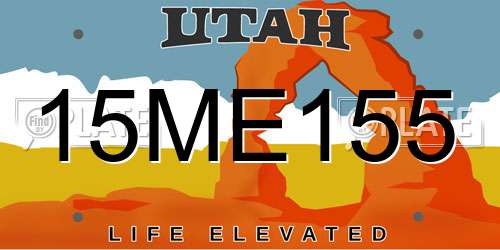 15ME155 Utah License Plate