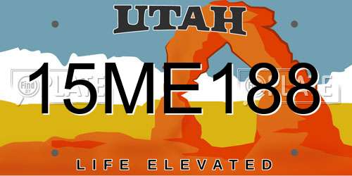 15ME188 Utah License Plate