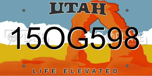 15OG598 Utah License Plate