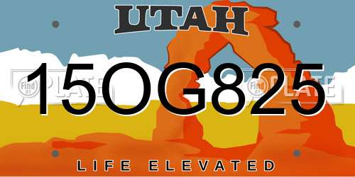 15OG825 Utah License Plate
