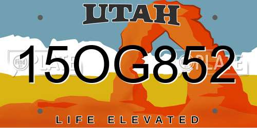 15OG852 Utah License Plate