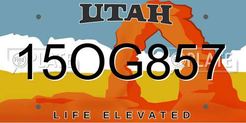 15OG857 Utah License Plate