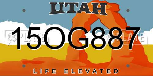 15OG887 Utah License Plate