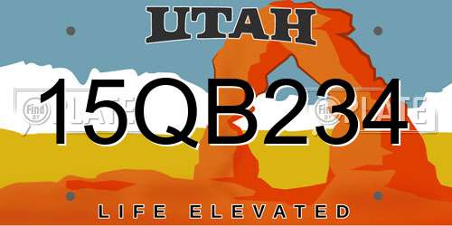 15QB234 Utah License Plate