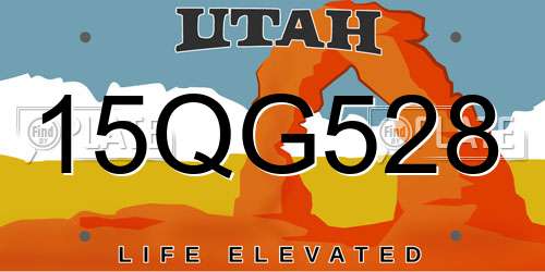 15QG528 Utah License Plate