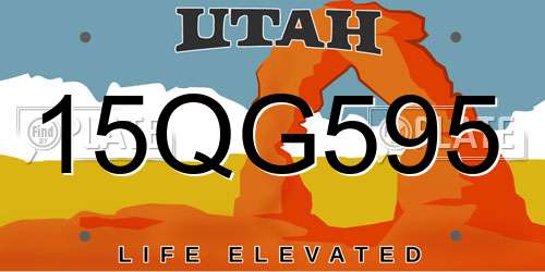 15QG595 Utah License Plate