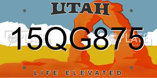 15QG875 Utah License Plate
