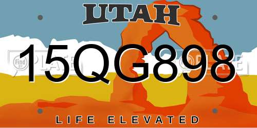 15QG898 Utah License Plate