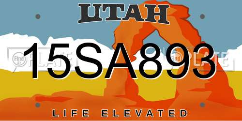 15SA893 Utah License Plate