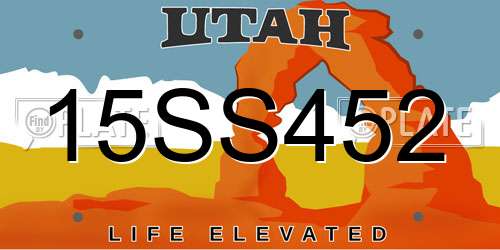 15SS452 Utah License Plate