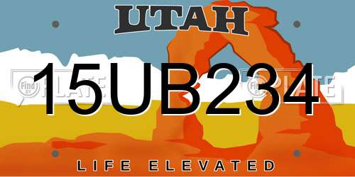 15UB234 Utah License Plate