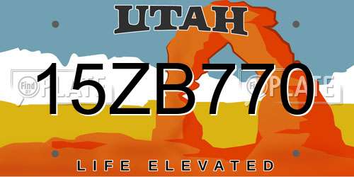 15ZB770 Utah License Plate