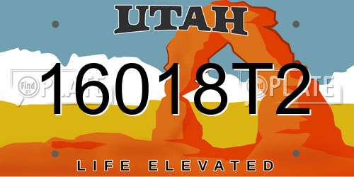 16018T2 Utah License Plate