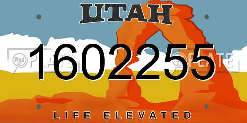1602255 Utah License Plate