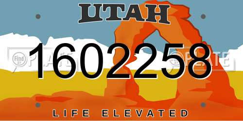 1602258 Utah License Plate