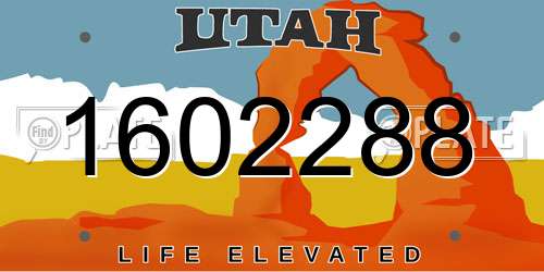 1602288 Utah License Plate