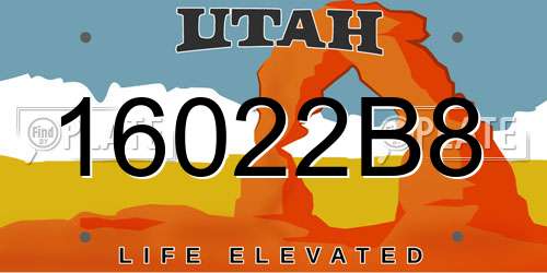 16022B8 Utah License Plate