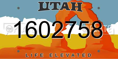 1602758 Utah License Plate