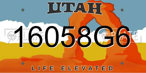 16058G6 Utah License Plate