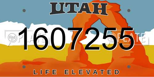1607255 Utah License Plate