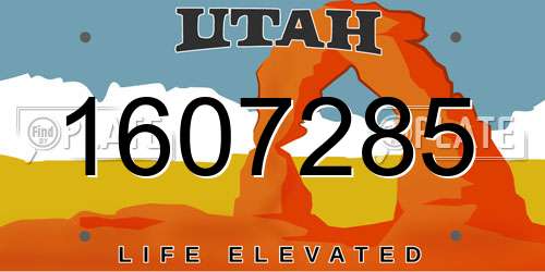 1607285 Utah License Plate