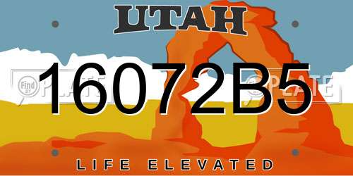 16072B5 Utah License Plate