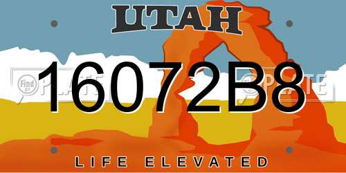 16072B8 Utah License Plate