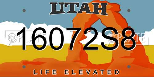 16072S8 Utah License Plate